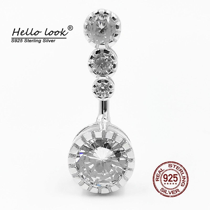 Hellolook 925 Sterling Zilveren Navel Piercing Dangle Sieraden Zirkoon Belly Button Ring Leuke Sexy Body Piercing Sieraden Accessoires