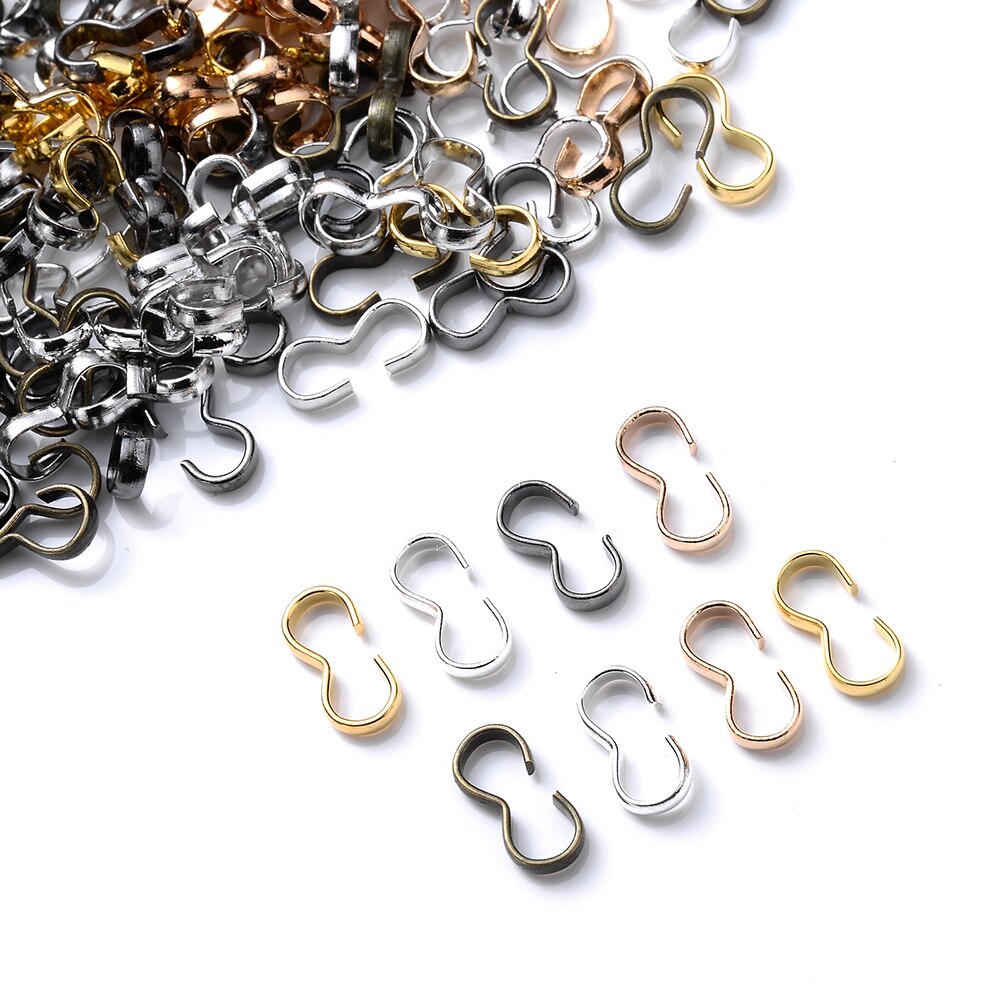 100 unids/lote de conectores de cierre de Metal, hebillas de parada chapadas en oro y plata para la fabricación de joyas DIY, pulsera, collar, accesorios de 4x8mm