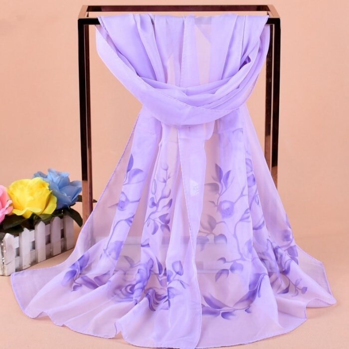 Bufandas de seda de gasa para mujer, chal cuadrado de poliéster con estampado de flores, de verano, a la , novedad
