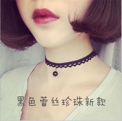 Kant Choker Ketting - Zwart Fluweel Hart Hanger - Gothic Nek Sieraden voor Dames: Blauw zink