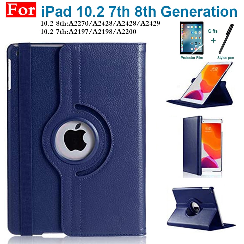Dla iPad 10.2 skrzynki pokrywa A2270/A2428/A2428/A2429/A2197/A2198/A2200 8th 7th generacji przypadku 360 stopni obracanie Funda dla 10.2"
