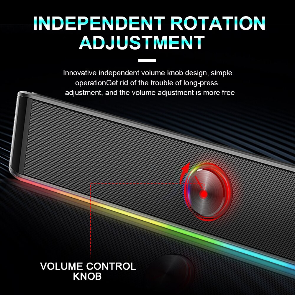 Redragon GS560 Adiemus aux 3.5mm stereo surround music smart RGB speakers column sound bar for computer PC notebook loudspeakers