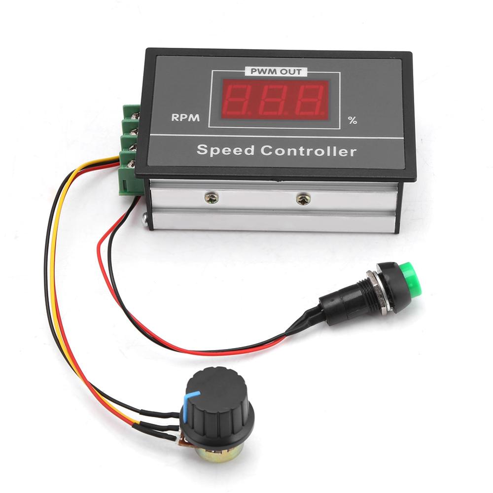 Controlador de velocidad del Motor DC 12V 24V 36V 48V 30A PWM interruptor de parada de arranque con Pantalla digital y potenciómetro de control de velocidad 6-60V