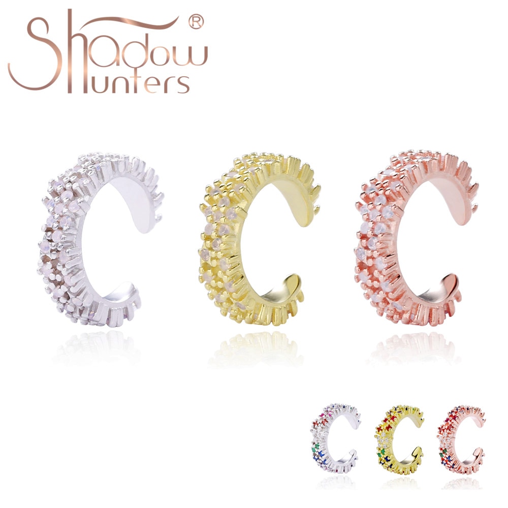 Shadowhunters äkta 925 sterling silver opal öronkudd kvinnor smycke klämma på örhänge för bästa vän uttalande kristall tillbehör