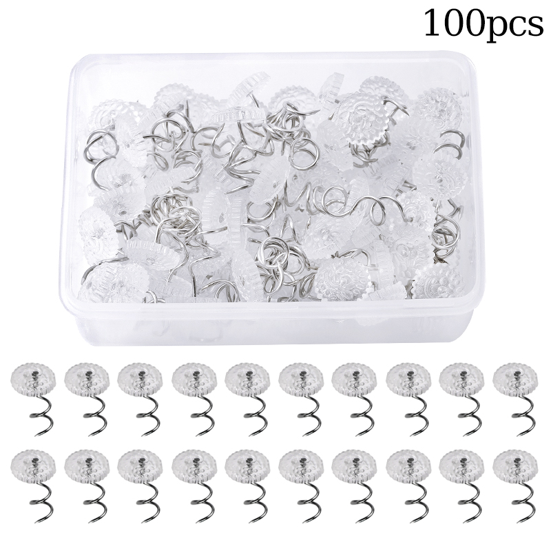KRABALL 50/100 pièces épingles à ongles torsadées transparentes pour feuille de canapé broche à tête en plastique fixation à vis boucle de sécurité pour couvertures fixes: MULTI