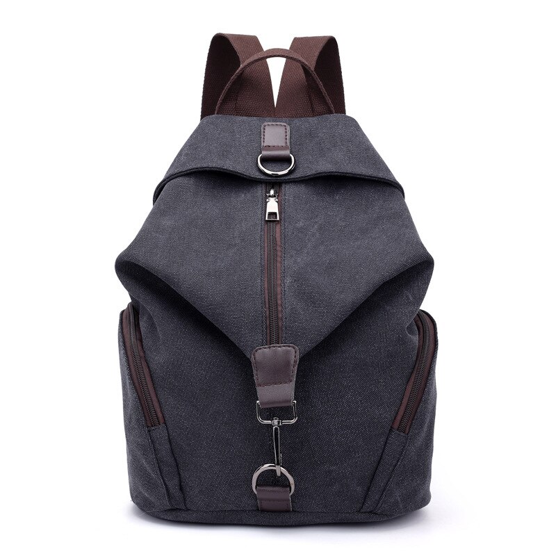 Bolso de lona para mujer, mochila de viaje de estilo universitario, informal, Retro, a la , Edición coreana, novedad de: Negro