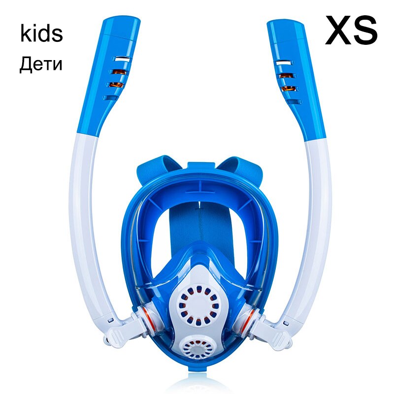 Duikbril Scuba Masker Onderwater Anti Fog Volledige Gezicht Snorkelen Masker Vrouwen Mannen Kids Zwemmen Snorkel Duikuitrusting: Kids Blue / S/m