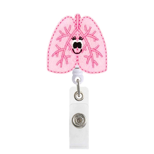 1PCS Cute Retractable Nurse Badge Reel Clip Badge Holder Students Doctor ID Card Holder Kawaii Needle Organ Heart Pattern: K