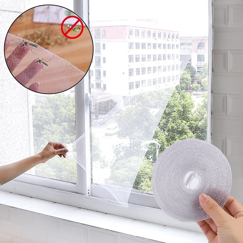 Door Window Screen Netting Inset Window Screen Mesh DIY Mesh Home Net Curtain Cut Netting Mosquito Net with Self Adhesive Velcro