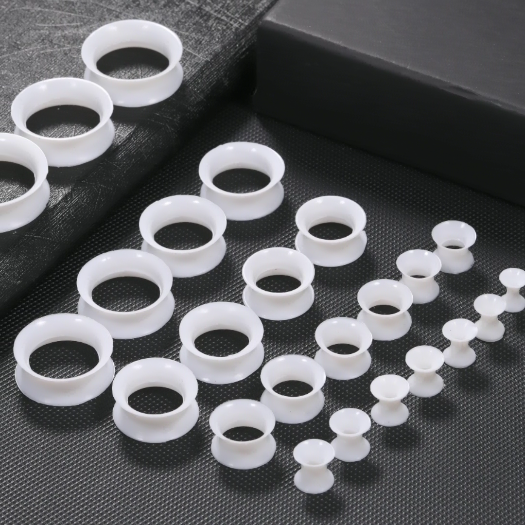 1 paar Siliconen Tunnels en Stekkers Oorbellen 3-22mm Flexibele Double Flared Flesh Oor Gauge Expander Brancards Sieraden piercings