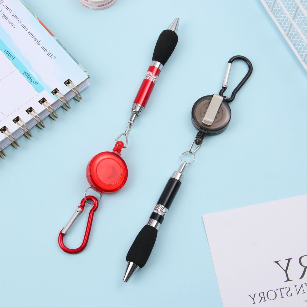 1Pc Metal Retractable Pull Rope Ballpoint Pen Lanyard Key Chain Mountaineering Buckle Stationery Writing Tool School Supplies