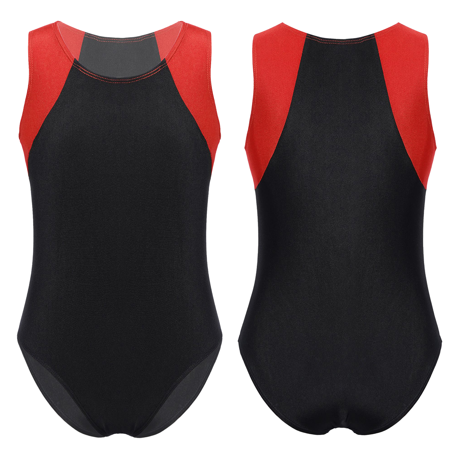 Barnpojkar balett dansdräkter ärmlös rundhalsad trikåer kontrastfärgad bodysuit för träning: Xxl / Beige