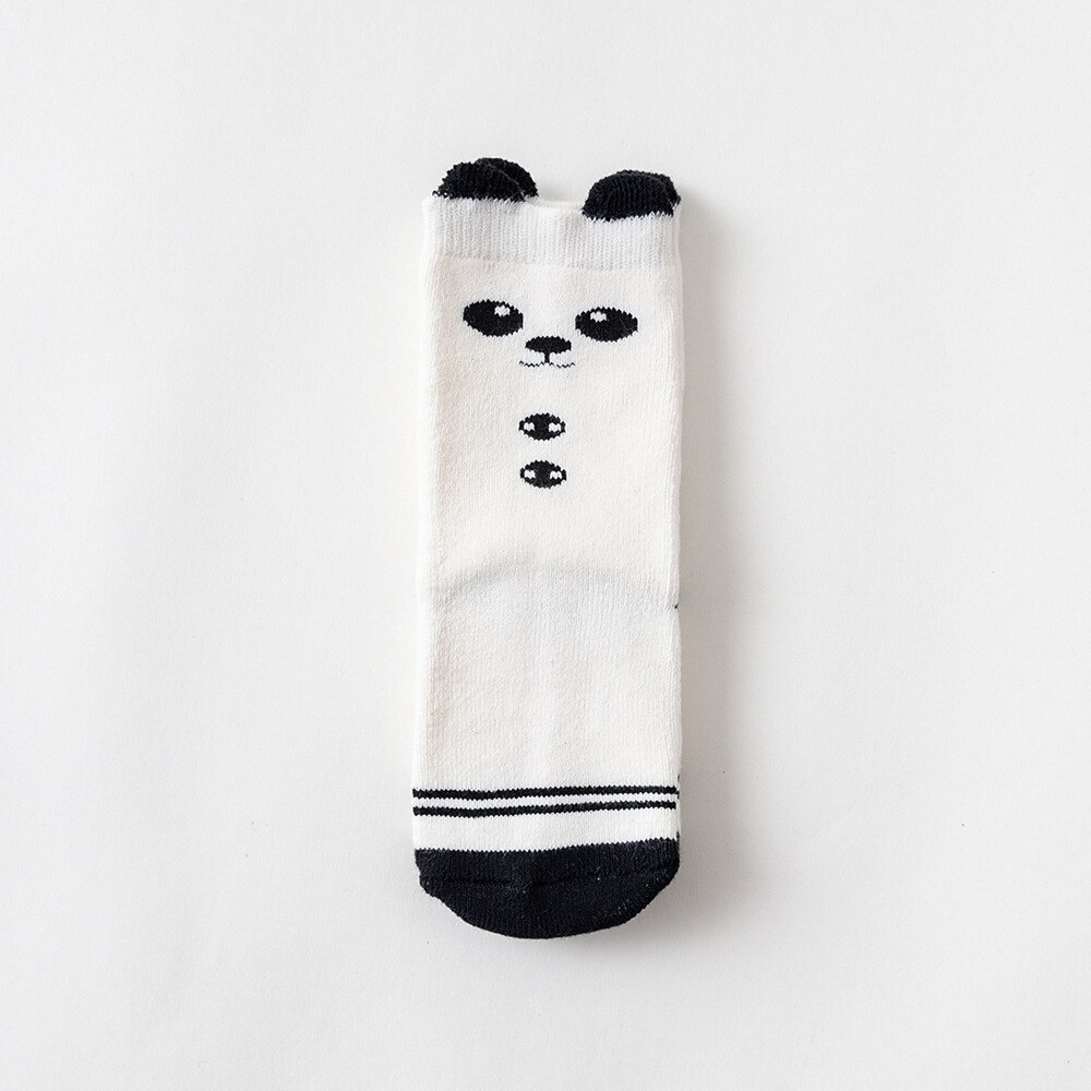 Calcetines largos de dibujos animados para recién nacidos, calcetín grueso para hacer Ballet, hasta la rodilla, 10 par/lote: White Panda / M 1-3Y
