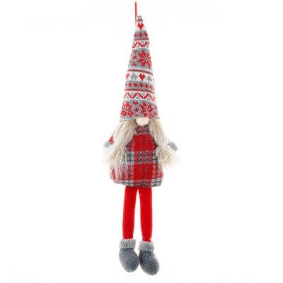 5 stk sød juledekoration sidder langt ben uden ansigt alf dukke dekorationer til hjemmet år til børn jul legetøj: E -1 stk
