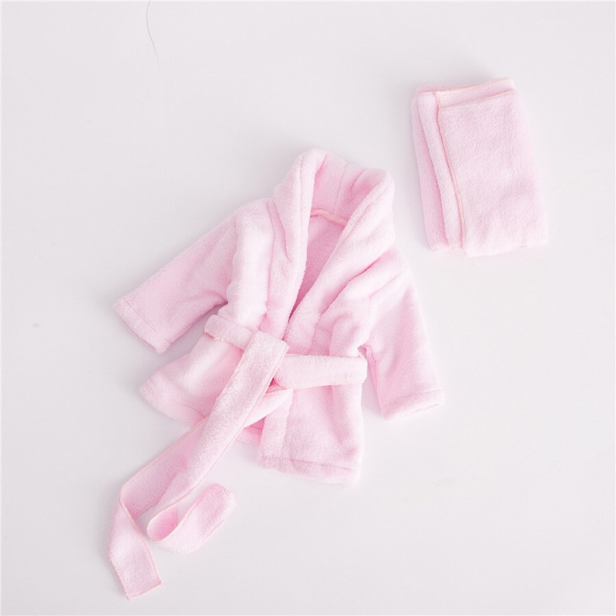 2 stk / sæt sommer ren bomuld tykkere hvid lyserød nyfødte børn drenge piger nattøj badekåbe fotograferingstøj til 0-6m babyer: Lyserød / S 0-1m