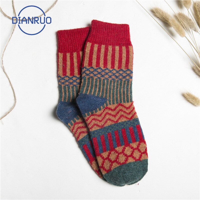 Dianruo winter thermische wollen sokken hoge buisverdikking warme zachte konijnenwol diverse kleuren dames  r220