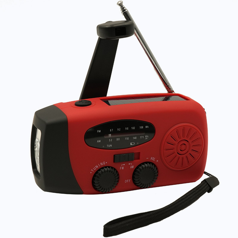 2000 mAh Radio awaryjne Wielofunkcyjne radio z korbą ręczną na energię słoneczną FM AM WB NOAA Radio pogodowe Ładowanie USB 3 latarki LED: FIOLETOWY
