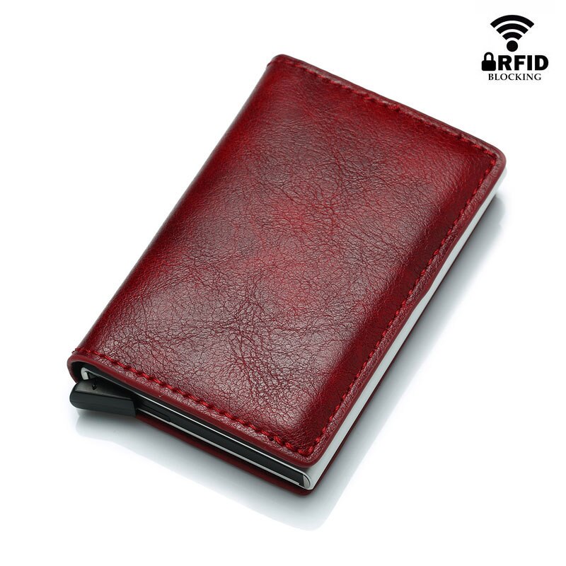 Business Credit Card Holder Mannen Multifunctionele Automatische Aluminium Legering Lederen Kaarten Case Mannen Mini Portemonnee Slanke Portemonnee