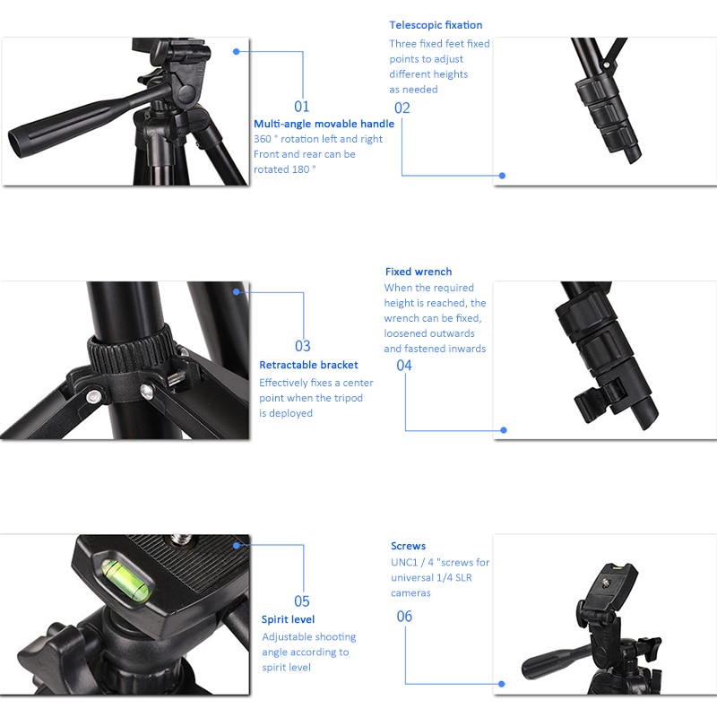 Trípode Vibrato en vivo, trípode telescópico plegable, Selfie móvil de escritorio para teléfono, soporte de cámara de fotografía para exteriores, ligero y resistente