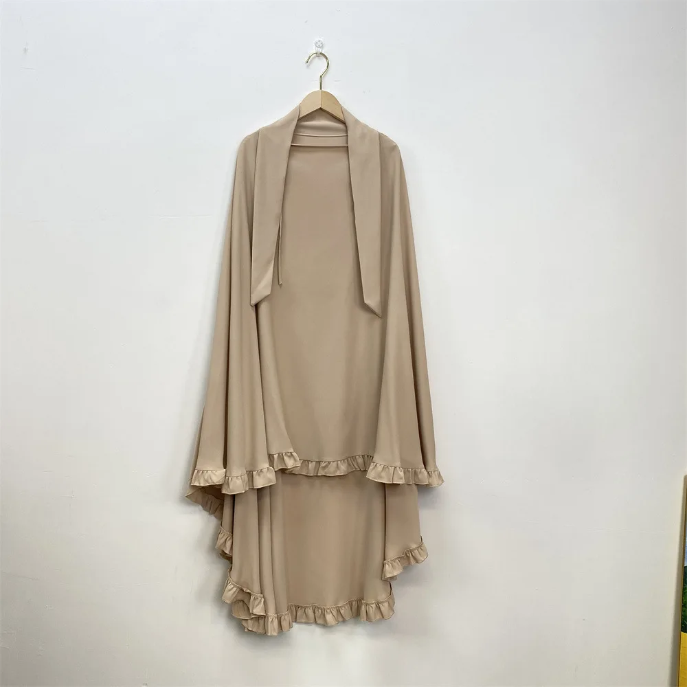 Gebetskleidungsstück Abaya Lange Khimar Muslimische Frauen Schleier Hijab Eid Ramadan Burka Kopftuch Islam Arabische Niqab Kleidung Kopfschmuck Turban: Rosa