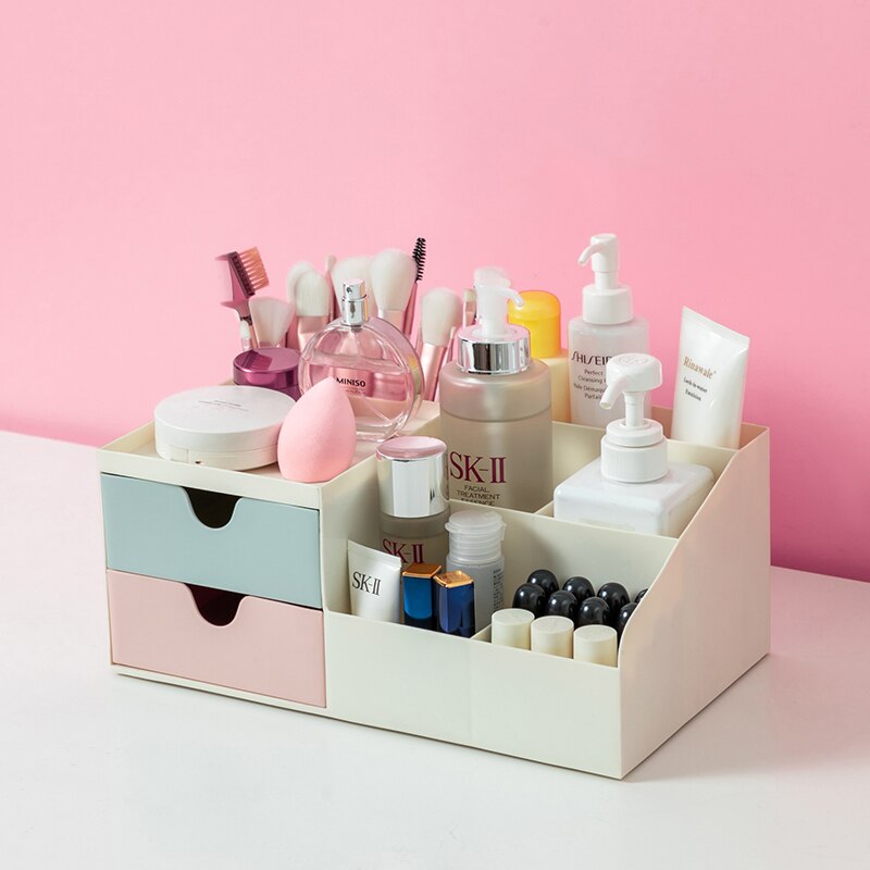 Cosmetic storage box cosmetic table storage box jewelry box plastic drawer dividing rubber band lipstick finishing rack