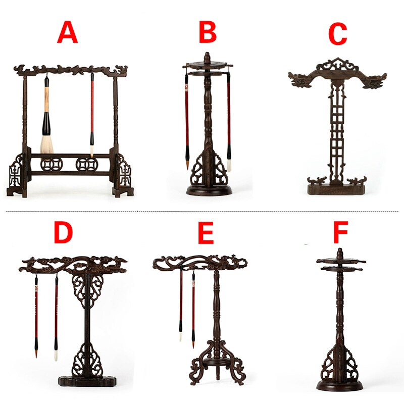 Solid Rose Hout Grote-size Kalligrafieborstel Houder Antieke Stijl Traditionele Schilderen Schrijven Pen Houder Wenge Borstel Rack