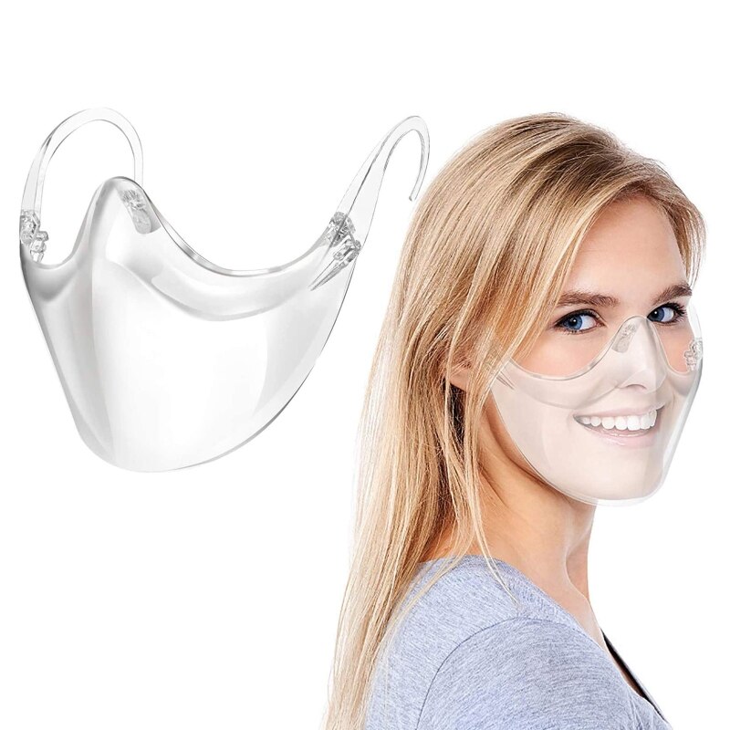 Duurzaam Transparent_Face_Mask, Clear Face_Shield Combineren Plastic Herbruikbare Clear Gezicht Bandana, Anti Fog En Ademend