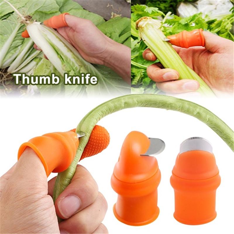 Cuchillo de silicona para el pulgar, cuchillo para plantas cosechadoras, protector anticortes para el dedo, funda para el jardín, verdura, Gard