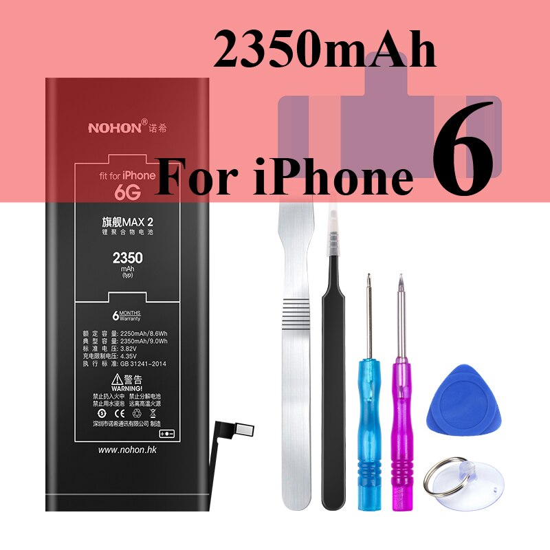 Nohon Batterie Für Apple iPhone 5S 5C 6 6s 7 8 Plus 6P 6sP 7P 8 P Li-polymer Batterien + Werkzeuge Für Apple iPhone 5S 5C 6 6s 7 8 Plus: For iPhone 6 2350mAh