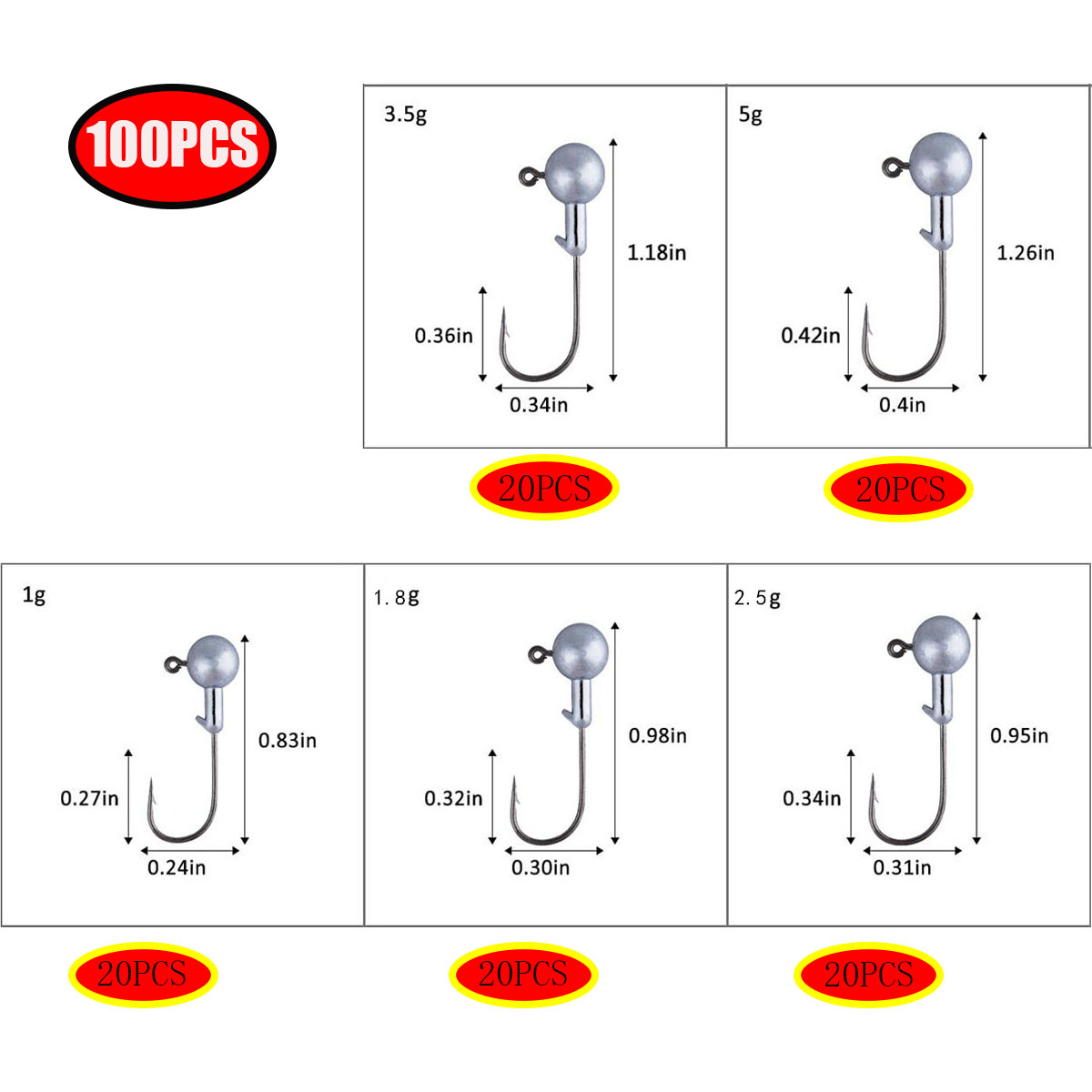 Round Jig Head, Lead Jig Head Hooks for Freshwater Saltwater Fishing, Swimbait Jig Heads with Fishing Box for TroutBass Fishing: green
