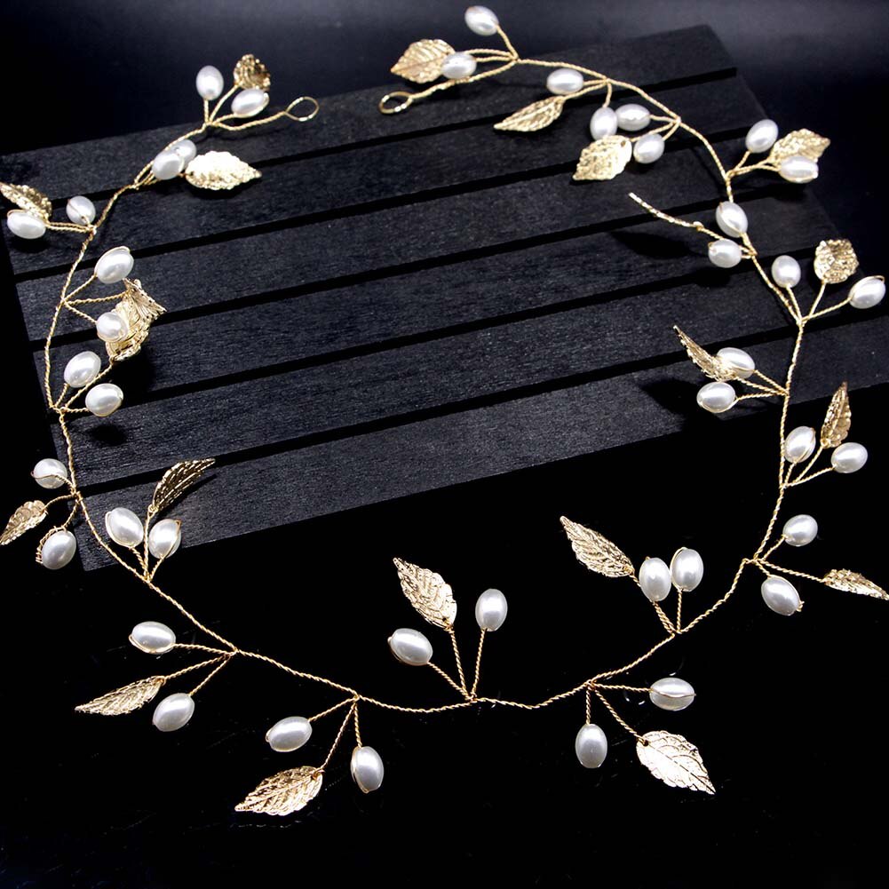 Haar Zubehör Hochzeit Braut Stirnband Imitation Perle Blätter Haarband Frauen Kopf Ornament Damen Haare Schmuck C66