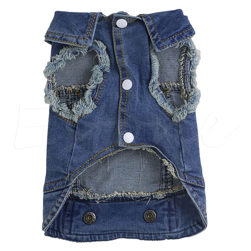 Apparel Denim Pet Dog Puppy Jacket Coats Clothing Sleeveless Clothes H55A