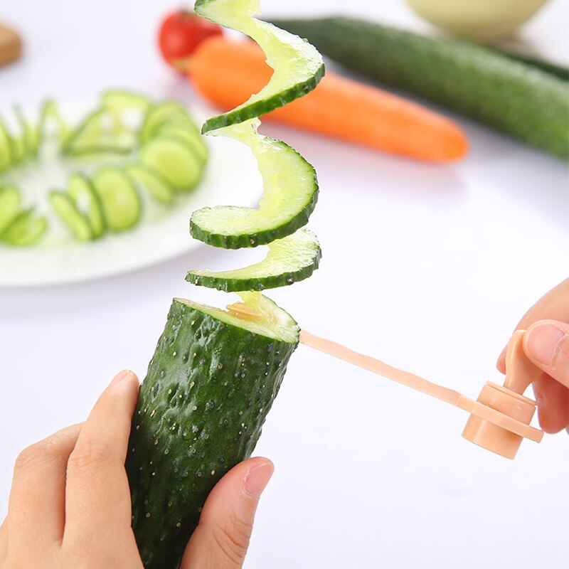 Potato Roll Flower Cutter Carrot Spiral Slicer Cutting Tool Vegetable Cucumber Plastic Kitchen Cooking Roll Flower Cutter Green