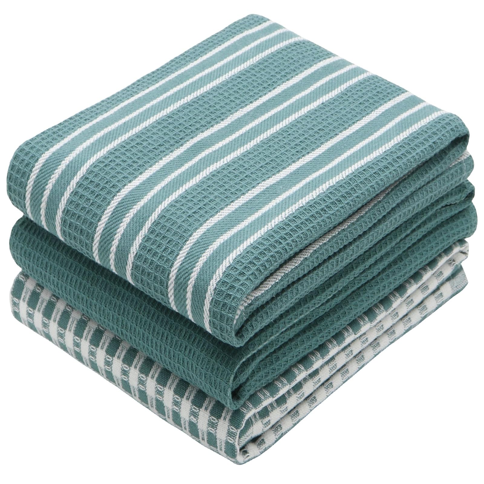 Paños de cocina de tejido de gofres 100% algodón, toallas de secado rápido absorbentes ultrasuaves, vajilla para el hogar, paquete de 3
