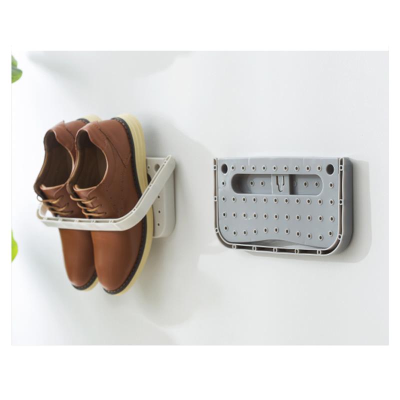 Wall Mounted Shoebox Holder Family Space Saving Self Adhesive Shoe Hanger Shoe Organizer Shelf Hanging Sneakers Storage Rack