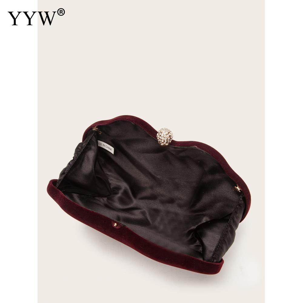 Wijn Rode Schoudertas Winter Velour Crossbody Tas Luxe Clutch Keten Zakken Vrouwelijke Mode Handtas Portemonnee Bolso Mujer