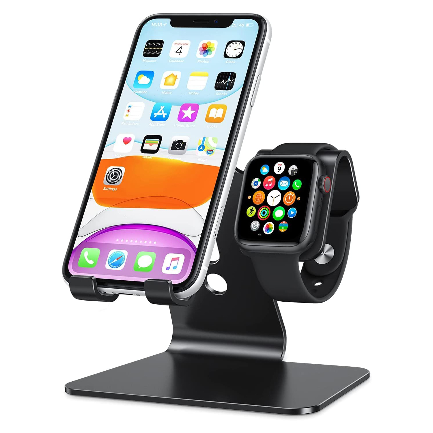 Stativ för apple watch  - 2 in 1 universellt skrivbordsställ för iphone 15 14 13 12 11 alla serier och apple watch-serien: Orange