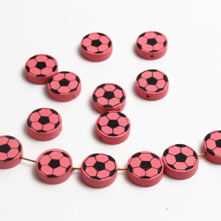 Cute Football Pattern 20Pcs Lead-Free Wood Beads For Jewelry Making Accessories Bracelets DIY Craft For Child 20mm: Color 5