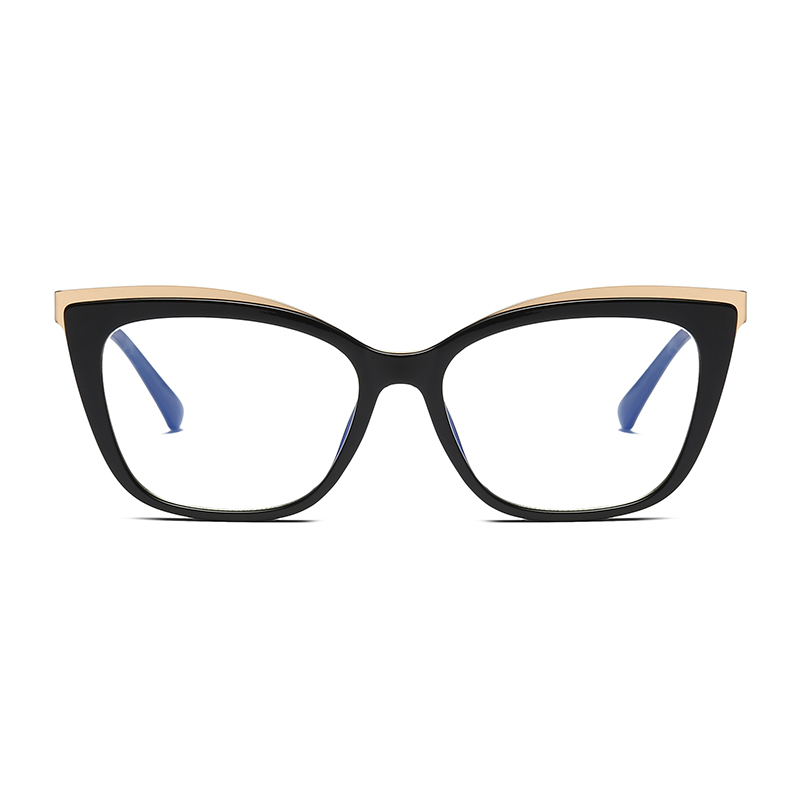 Women Cat Eye Glasses Frame Optical Eyewear Woman Female Full Rim Plastic Front Rim and Alloy Temple Legs