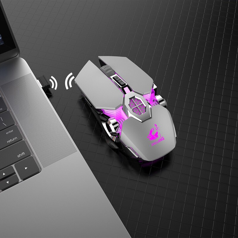 2.4g kabellose mäuse, 2400 pdi-bluetooth-mäuse, 6 tasten, usb-empfänger, wiederaufladbare, leise gaming-mäuse für pc und laptop: X13 grau