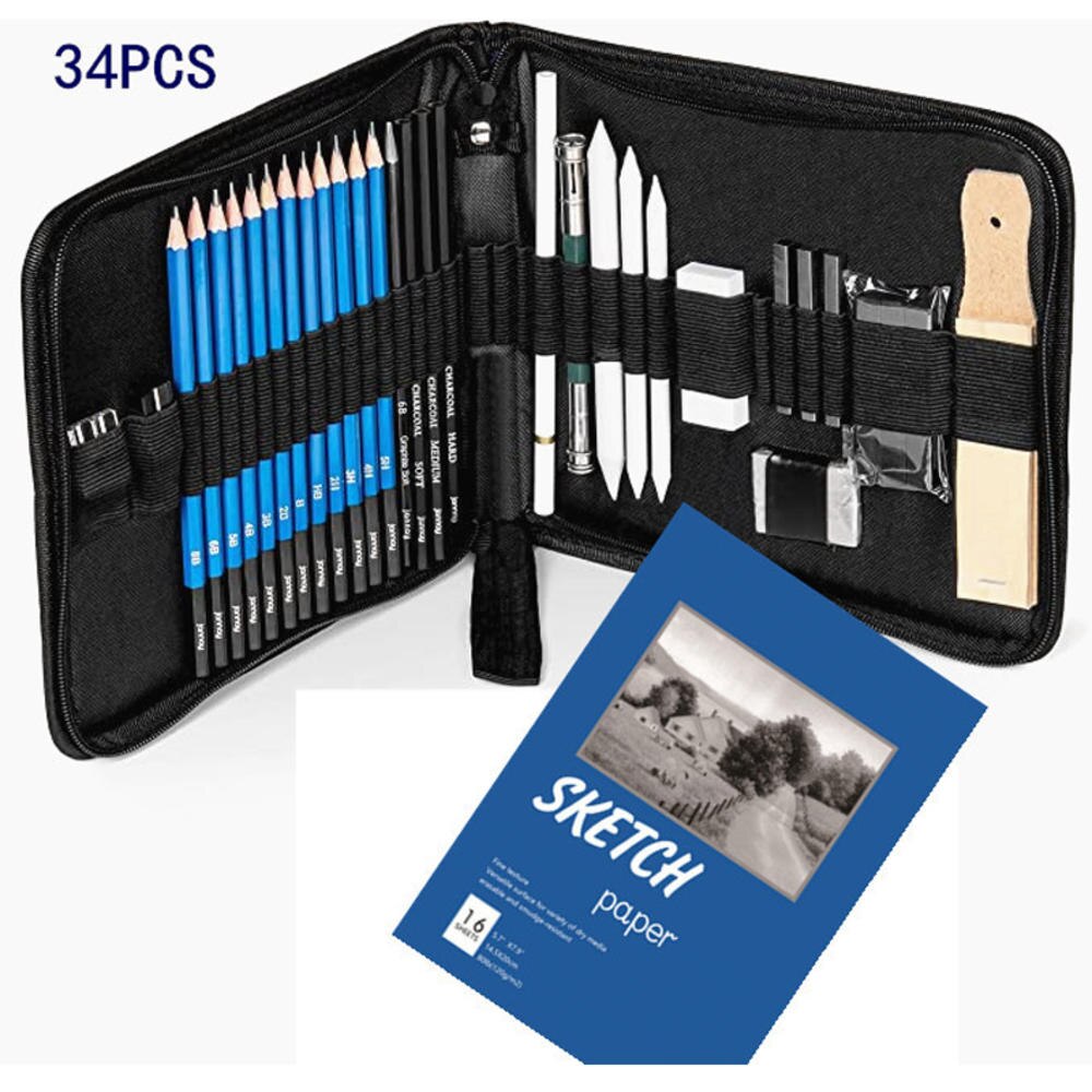 32/33/34/35 Pieces Of Sketch Pencil Art Drawing Tool Kit Drawing Pencil Set Drawing Sketch Pencil Set: 34PC