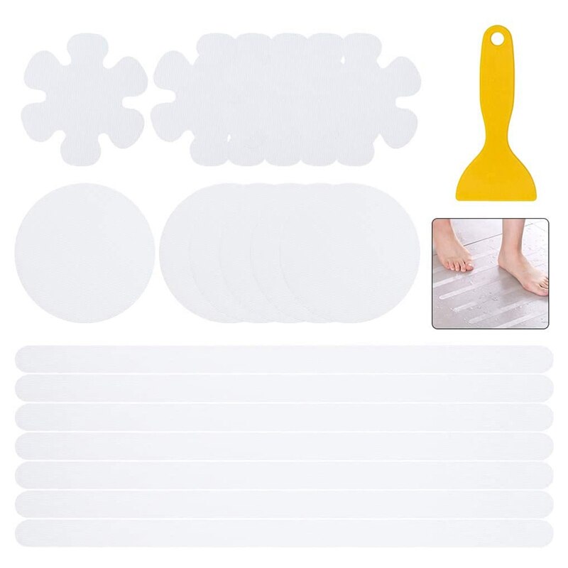 Praktyczne 36 sztuk antypoślizgowe naklejki robić wanien antypoślizgowe naklejki paski bezpieczeństwa robić kąpieli przezroczyste samoprzylepne paski antypoślizgowe