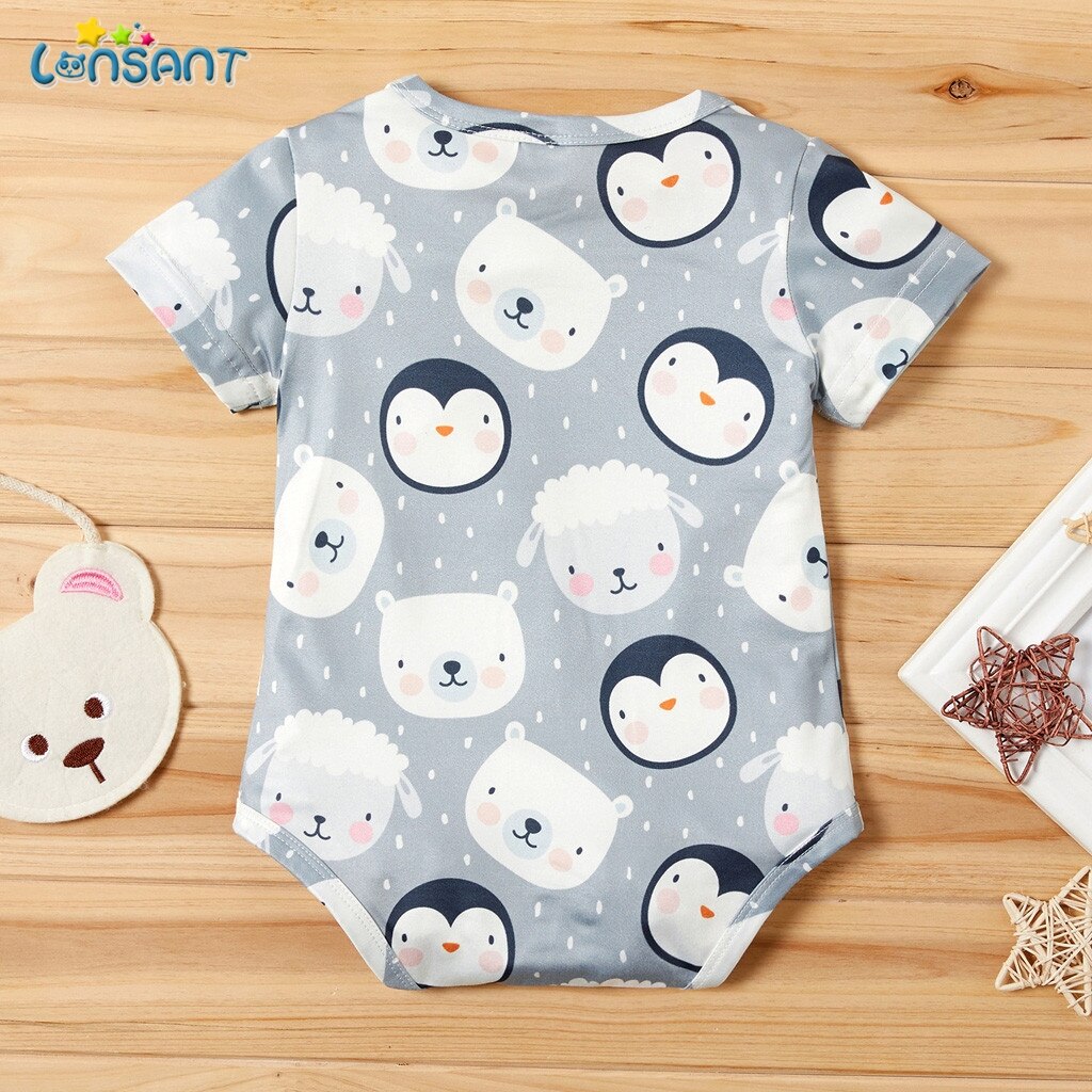 LONSANT Baby Bodysuit Newborn Boy Girl Clothes Newborn Short Sleeve Onesie Cotton Unsisex Body Clothing N30