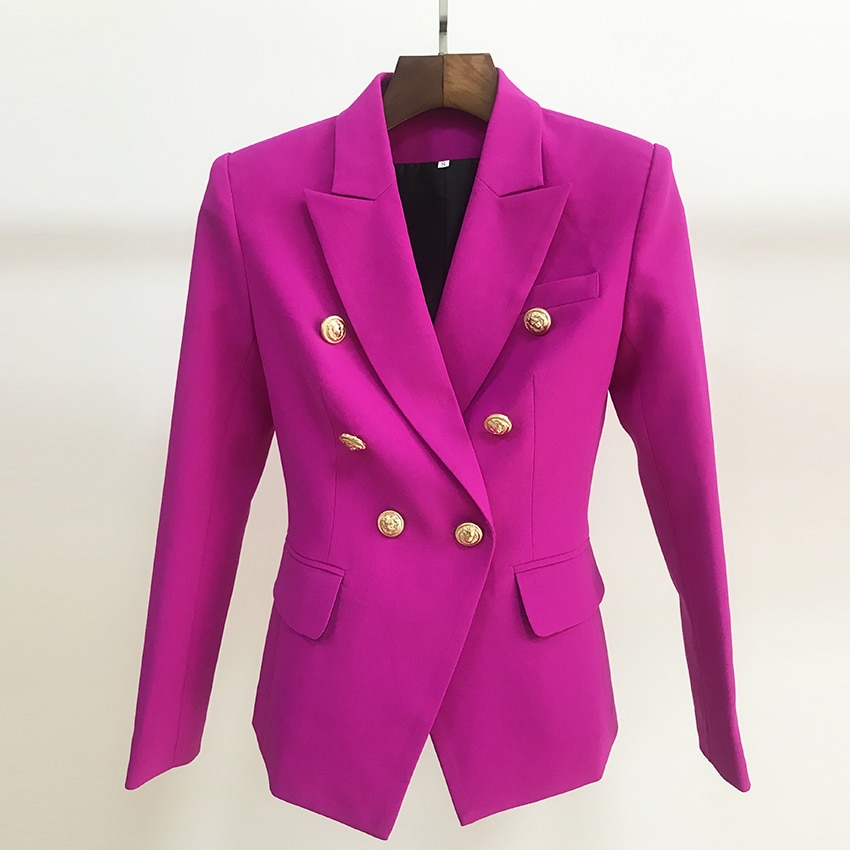 High street blazer dame dobbeltradet løveknapper slim fit lækker lilla blazer jakke
