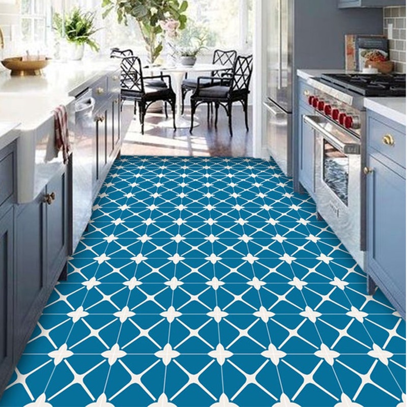 10pcs Waterproof Bathroom Livingroom Floor Tile Stickers Adhesive PVC Retro Sticker Non-Slip DIY Home Decor 10/15/20/30cm