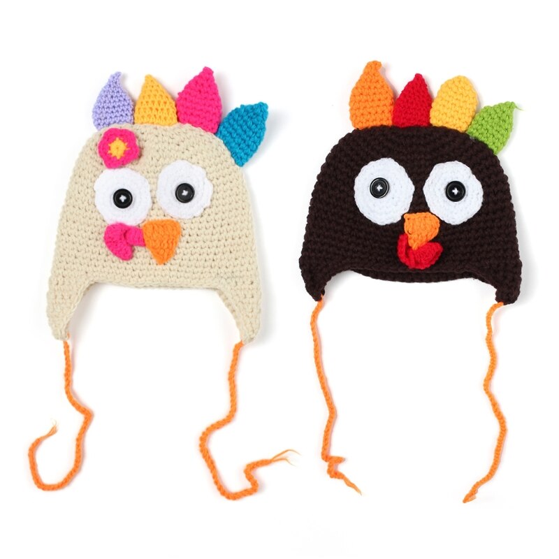 Peuter kinderen baby winter warme cartoon muts grappige kalkoen thanksgiving kostuum gebreide muts feest fotografie prop