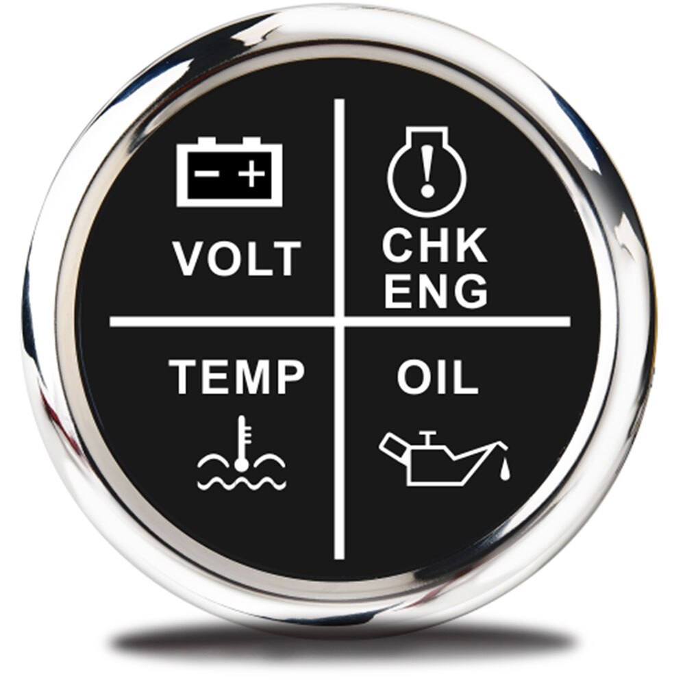 52mm 4 LED Alarm Gauge Meter Volt/Oil Press/Water Temp/Check Engine Alarm Indicator Gauge fit Car Boat With Backlight 12V 24V