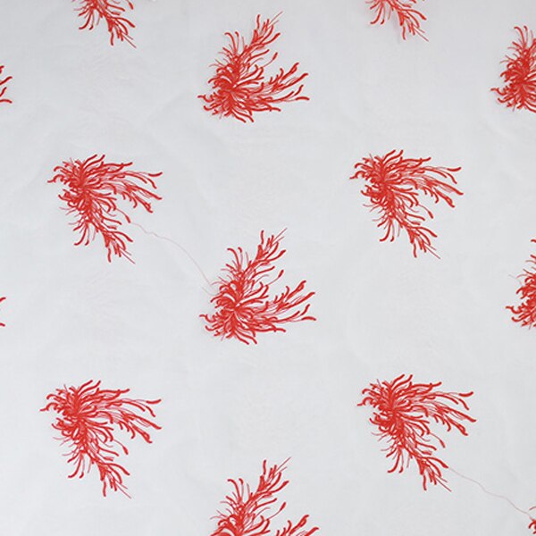 Orange floral embroidery pure silk organza fabric background transparent,SFF199