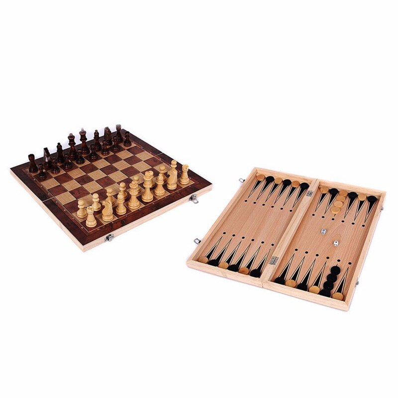3 In 1 Internationale Schaakspel Board Houten Reizen Games Draagbare Schaken Backgammon Tocht Entertainment Spelen