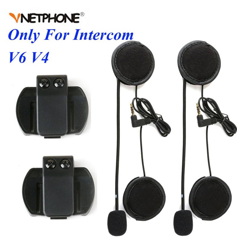 2 Stuks 3.5Mm Microfoon Luidspreker Headset Helm Clip Voor Vnetphone V4 V6 Voor Ejeas V6 V6 Pro Motorfiets Bluetooth interphone Moto